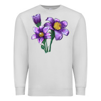 Dove Grey Pasque Flower Illustrations Premium Sweatshirt - LillyAllenDesigns