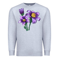 Heather Grey Pasque Flower Illustrations Premium Sweatshirt - LillyAllenDesigns