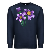 Navy Pasque Flower Illustrations Premium Sweatshirt - LillyAllenDesigns