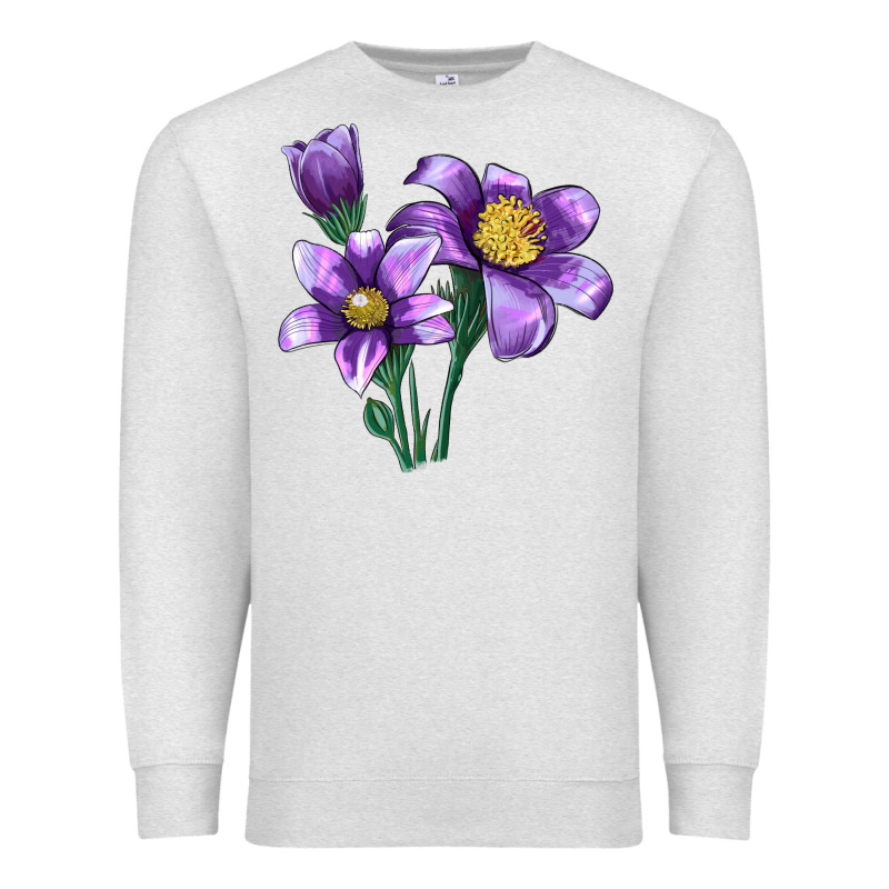 Pasque Flower Illustrations Premium Sweatshirt by LillyAllenDesigns | Teevron
