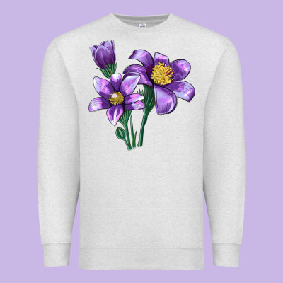Pasque Flower Illustrations Premium Sweatshirt Designed By Lillyallendesigns