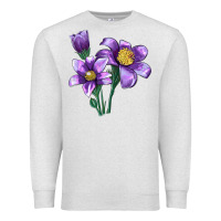 Oatmeal Heather Pasque Flower Illustrations Premium Sweatshirt - LillyAllenDesigns