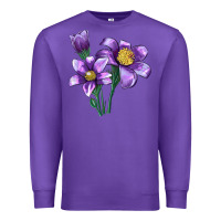 Purple Pasque Flower Illustrations Premium Sweatshirt - LillyAllenDesigns