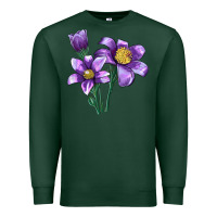 Sports Green Pasque Flower Illustrations Premium Sweatshirt - LillyAllenDesigns