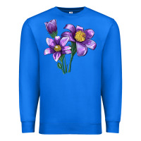 True Royal Pasque Flower Illustrations Premium Sweatshirt - LillyAllenDesigns