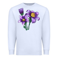 White Pasque Flower Illustrations Premium Sweatshirt - LillyAllenDesigns