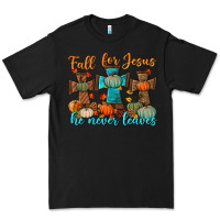 Black fall for jesus he never leaves Premium Tee - BundleAndBundleShop