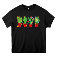 Black Christmas Cactuses Heavy Core Tee - MaliasSmallBusiness