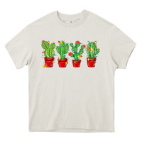 Cream Christmas Cactuses Heavy Core Tee - MaliasSmallBusiness