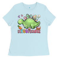 Baby Blue easter stegosaurus delight Ladies Tee - LillyAllenDesigns