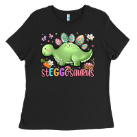 Black easter stegosaurus delight Ladies Tee - LillyAllenDesigns