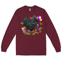 Burgundy mardi gras chicken Long Sleeve Tee - CowGirlArtShop