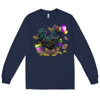Navy mardi gras chicken Long Sleeve Tee - CowGirlArtShop