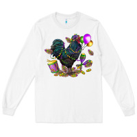 White mardi gras chicken Long Sleeve Tee - CowGirlArtShop