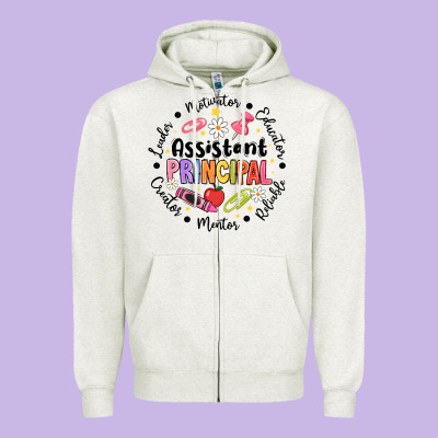 Principal Assistant Zipper Hoodie Designed By Cowhidedigitalart