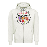 Oatmeal Heather Principal Assistant Zipper Hoodie - CowhideDigitalArt
