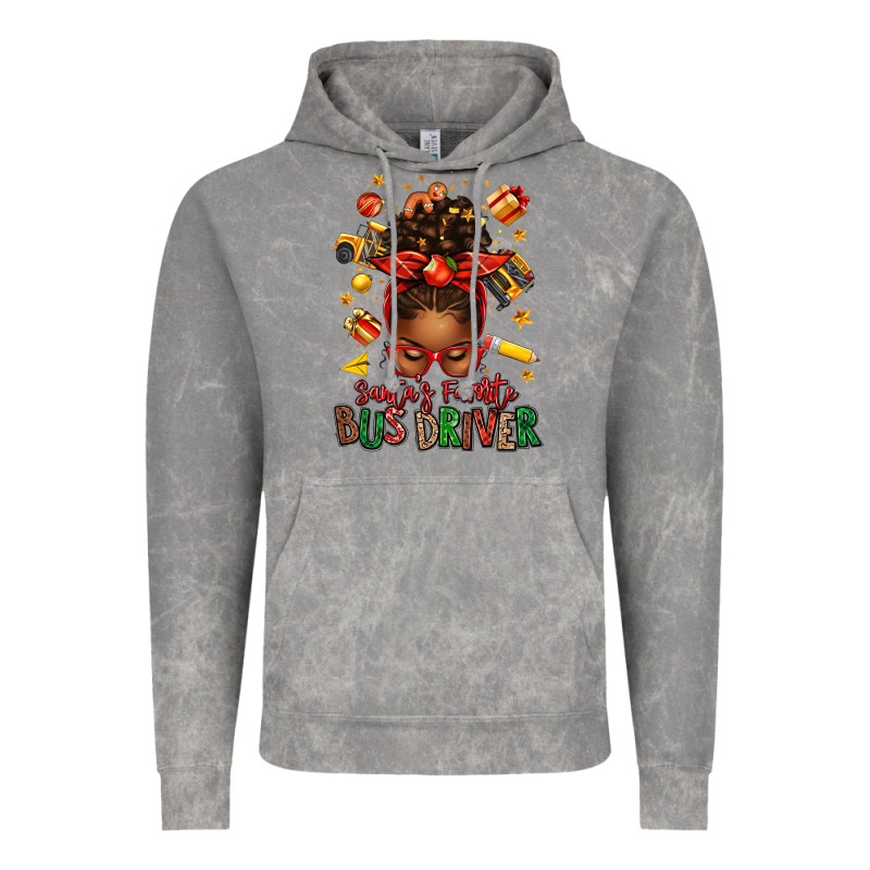 Santas Favorite School Bus Driver Afro Messy Bun Vintage Hoodie by texasbilliewilder | Teevron