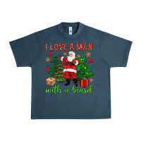 Midnight Navy I love a man with a beard Christmas Urban Heavy Tee - NancyCooperArtShop