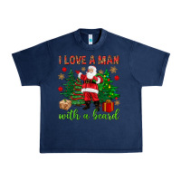 Navy I love a man with a beard Christmas Urban Heavy Tee - NancyCooperArtShop