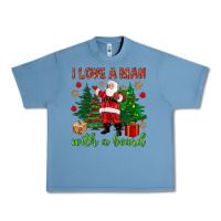 Pebble Blue I love a man with a beard Christmas Urban Heavy Tee - NancyCooperArtShop