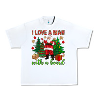 White I love a man with a beard Christmas Urban Heavy Tee - NancyCooperArtShop