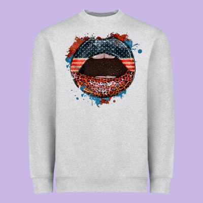 American Flag Lips 4th Of July Heavyweight Sweatshirt Designed By Fadigitalartstudio