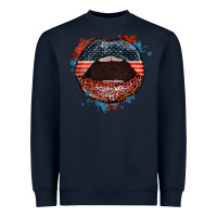 Navy American flag lips 4th of july Heavyweight Sweatshirt - FaDigitalArtStudio