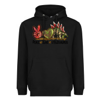 Black Peace Love Stegosaurus Heavyweight Hoodie - LillyAllenDesigns