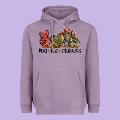 Peace Love Stegosaurus Heavyweight Hoodie Designed By Lillyallendesigns