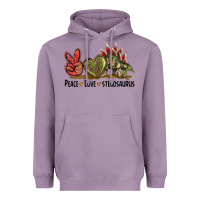 Lavender Peace Love Stegosaurus Heavyweight Hoodie - LillyAllenDesigns