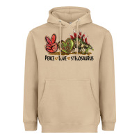 Mushroom Peace Love Stegosaurus Heavyweight Hoodie - LillyAllenDesigns