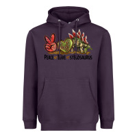 Plum Peace Love Stegosaurus Heavyweight Hoodie - LillyAllenDesigns
