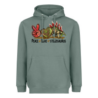 Sage Peace Love Stegosaurus Heavyweight Hoodie - LillyAllenDesigns