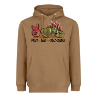 Toasted Coconut Peace Love Stegosaurus Heavyweight Hoodie - LillyAllenDesigns
