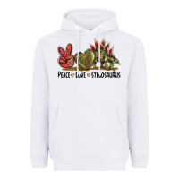 White Peace Love Stegosaurus Heavyweight Hoodie - LillyAllenDesigns