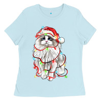 Baby Blue christmas ragdoll cat Ladies Tee - LillyAllenDesigns
