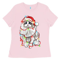 Bubblegum Pink christmas ragdoll cat Ladies Tee - LillyAllenDesigns