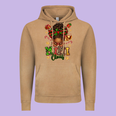 Mimi Claus Afro Messy Bun Vintage Hoodie Designed By Texasbilliewilder