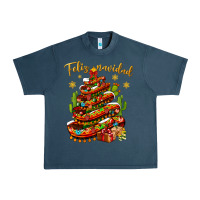 Midnight Navy Christmas Feliz Navidad Urban Heavy Tee - NancyCooperArtShop