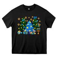 Black Hannukah Christmas trees Heavy Core Tee - NancyCooperArtShop