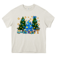 Cream Hannukah Christmas trees Heavy Core Tee - NancyCooperArtShop