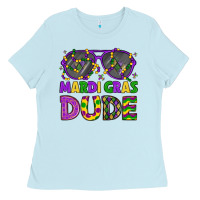 Baby Blue mardi gras celebration design Ladies Tee - LillyAllenDesigns