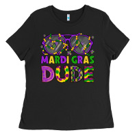 Black mardi gras celebration design Ladies Tee - LillyAllenDesigns