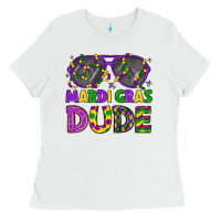 White mardi gras celebration design Ladies Tee - LillyAllenDesigns