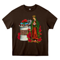 Chocolate Brown our lady of guadalupe coffee Heavy Core Tee - JahusDesignShop
