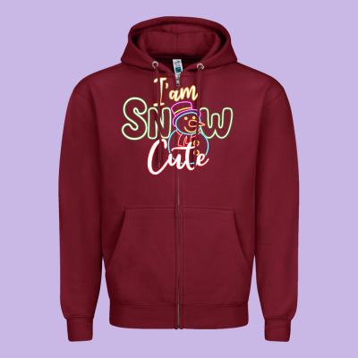 T Am Snow Cute Zipper Hoodie Designed By Cowhidedigitalart