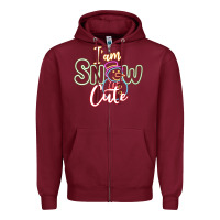 Burgundy T am SNOW CUTE Zipper Hoodie - CowhideDigitalArt