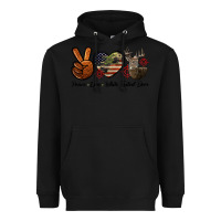 Black Peace Love White Tailed Deer Heavyweight Hoodie - LillyAllenDesigns