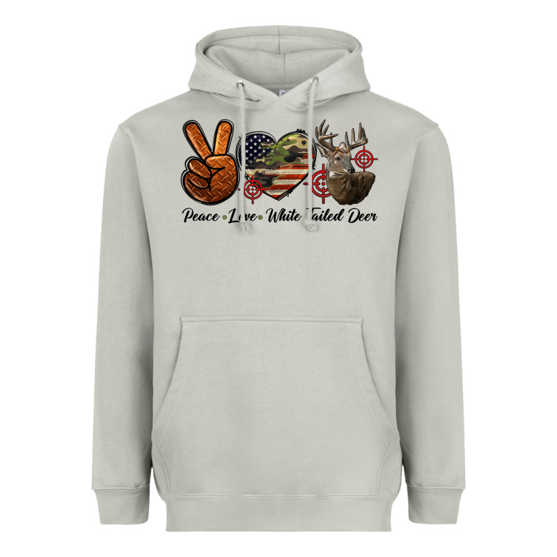 Peace Love White Tailed Deer Heavyweight Hoodie by LillyAllenDesigns | Teevron