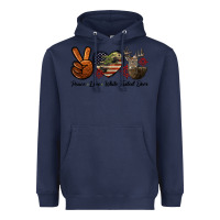 Navy Peace Love White Tailed Deer Heavyweight Hoodie - LillyAllenDesigns